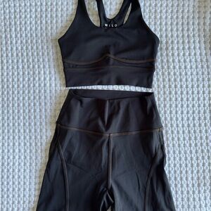 Wilo The Label Charcoal Sports Bra and Biker Shorts Set